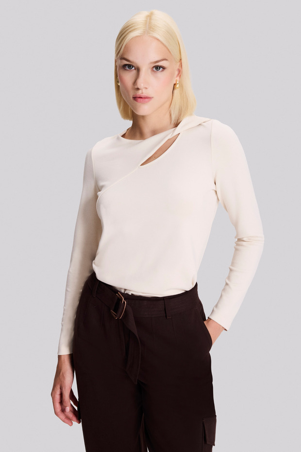 Yaka Detaylı Örme Bluz - 1
