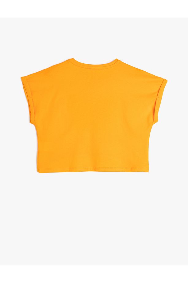 Crop Tişört Oversize Kısa Kollu Pul Payet İşlemeli Pamuklu - 2
