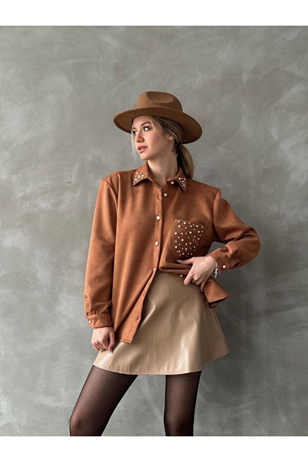 Süet İncili Gömlek - 2