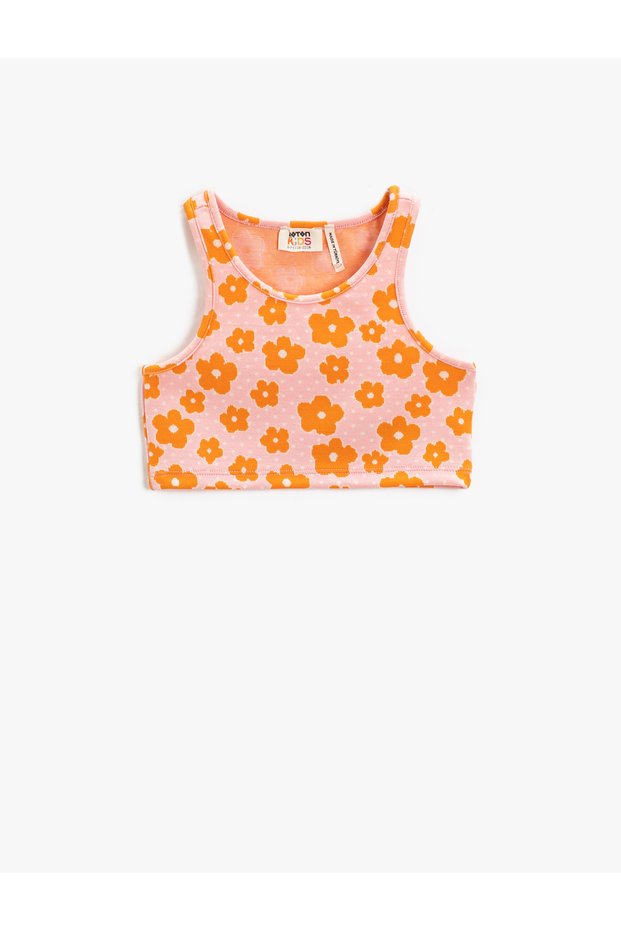 Athlete Crop Floral Sleeveless Round Neck Slim Fit