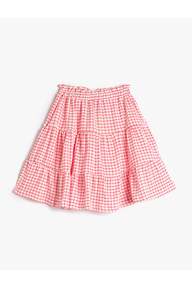 Midi Skirt Frilly Layered Elastic Waist