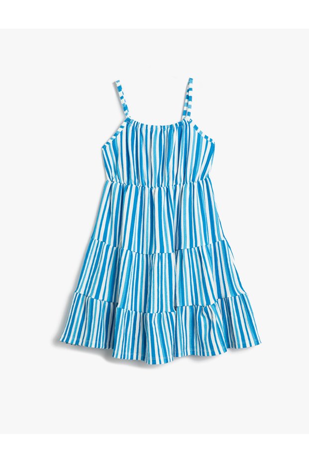 Dress Thin Straps Cascading Ruffles