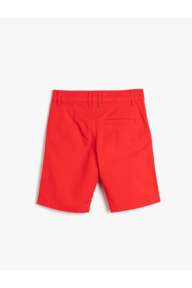 Bermuda Şort Basic Chino Cepli Pamuklu Beli Ayarlanabilir Lastikli - 2