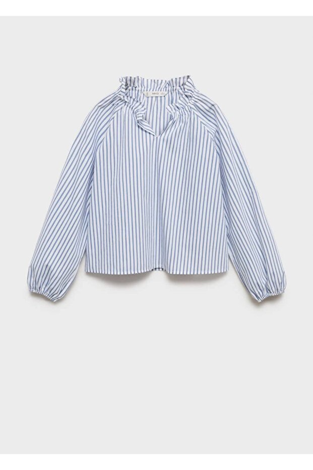 Drawstring Detailed Striped Blouse - 1