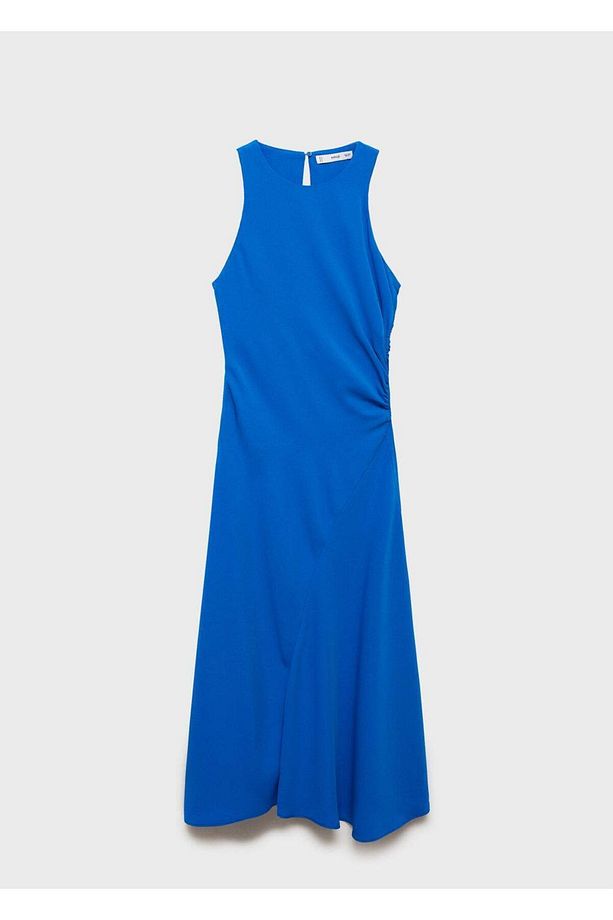 Drape detaylı midi elbise - 3
