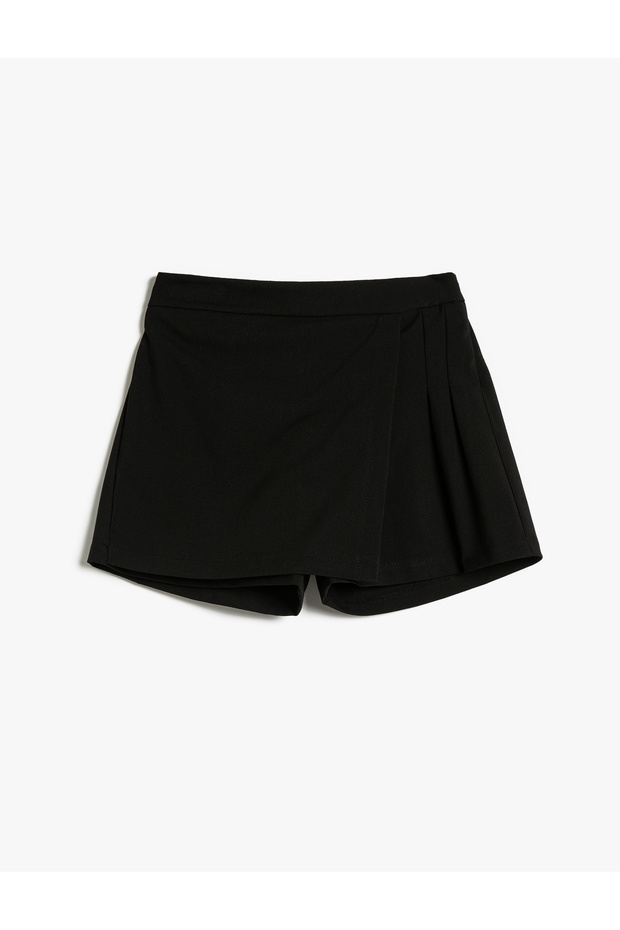 Shorts Skirt Double Breasted Elastic Waist Viscose Fabric