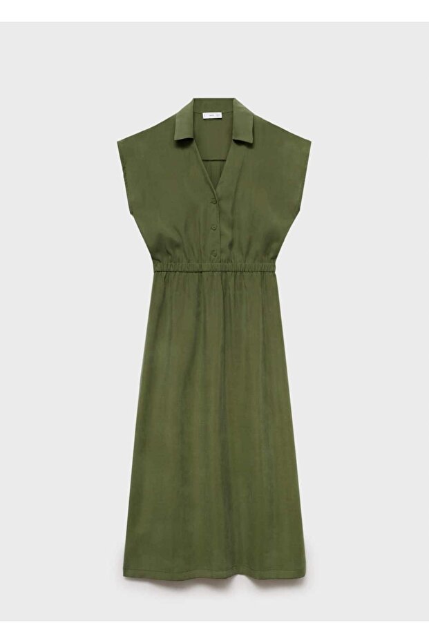 Düğmeli modal elbise - 3