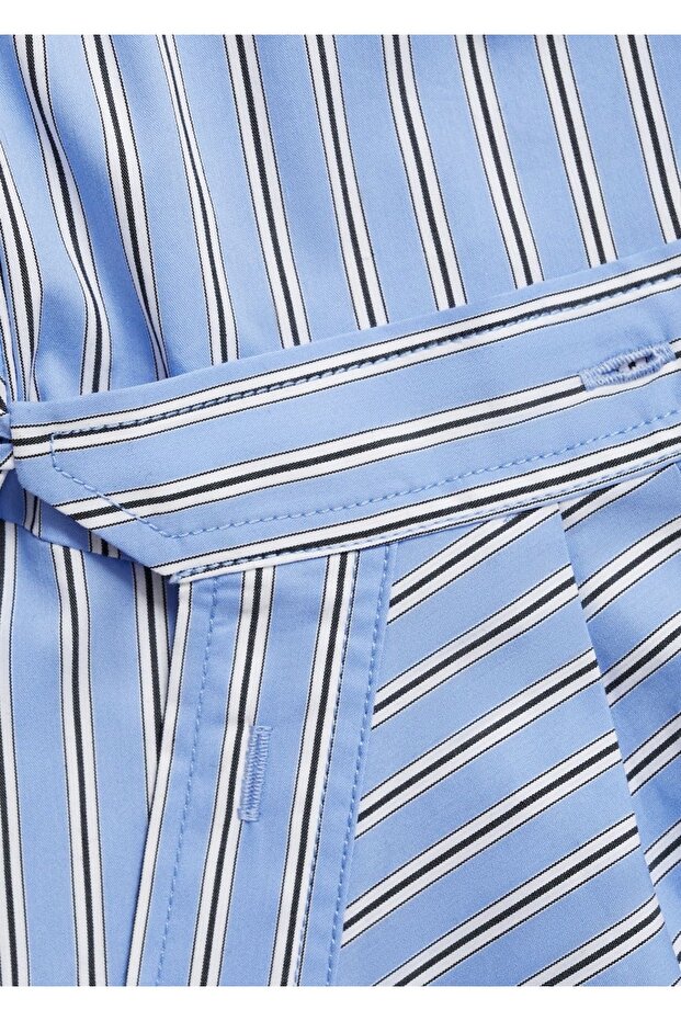 Çizgili anvelop gömlek elbise - 7