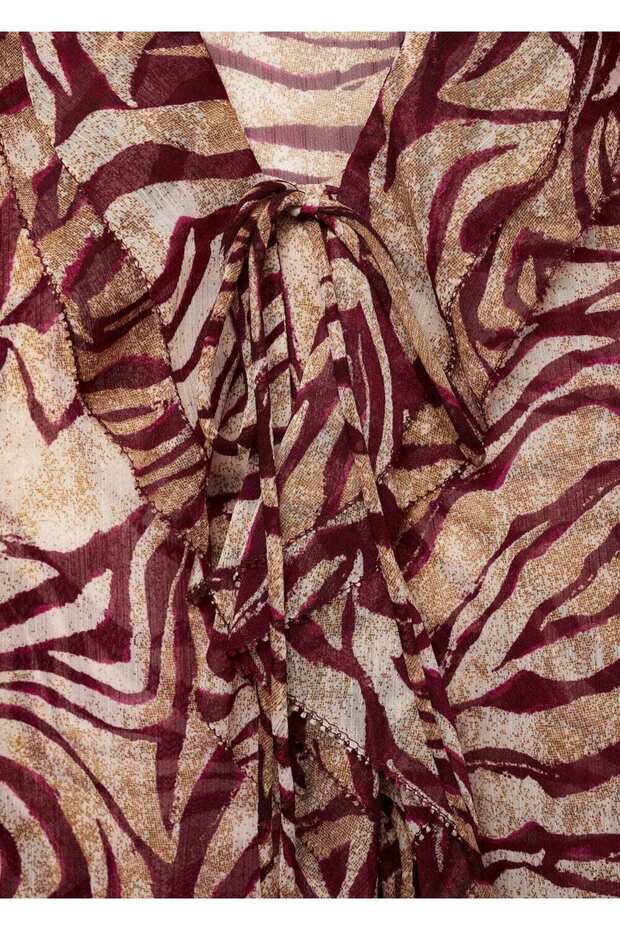 Volanlı desenli bluz - 5