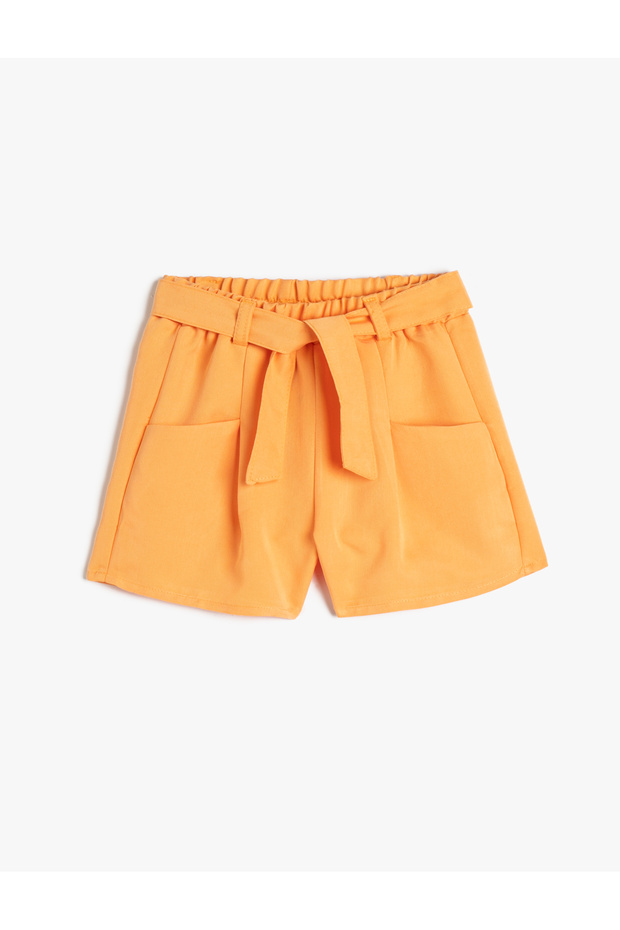 Shorts with Belt Detail, Pockets, Elastic Waist Modal Fabric