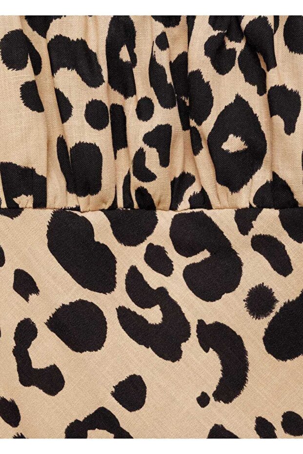 Kısa leopar desenli elbise - 5