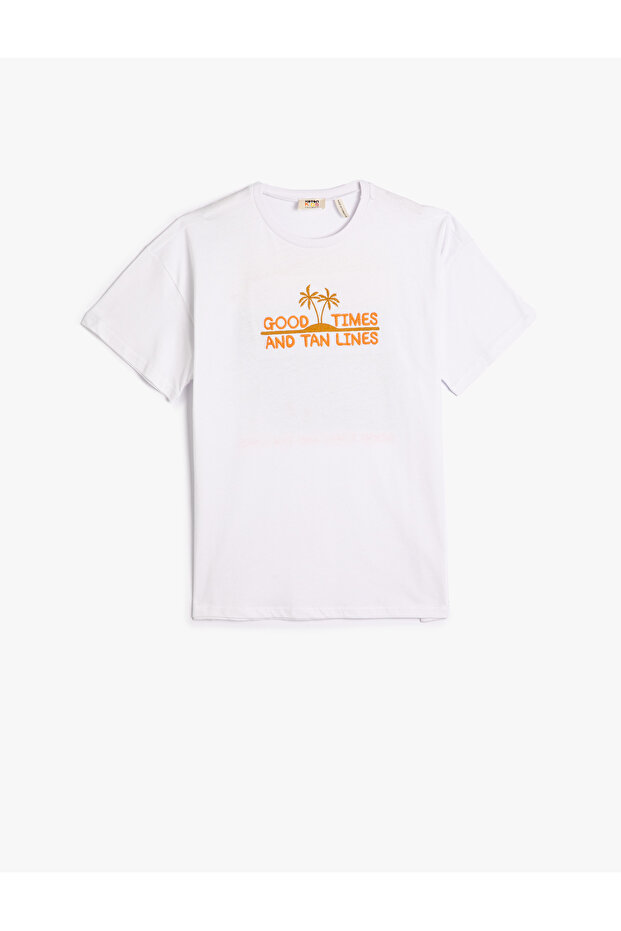 T-Shirt Short Sleeve Crew Neck Cotton with Embroidery Detail