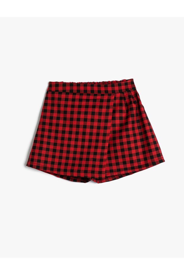 Tweed Shorts Skirt Double Breasted Elastic Waist