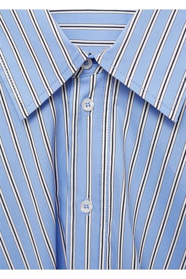 Çizgili anvelop gömlek elbise - 6