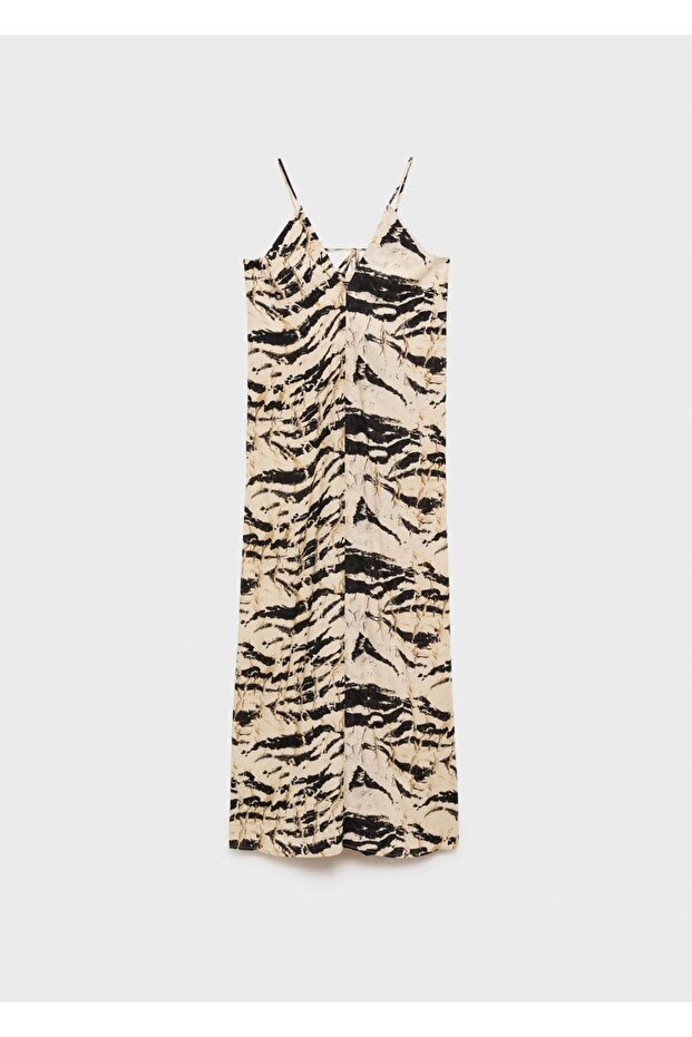 Leopar Desenli Uzun Elbise - 3