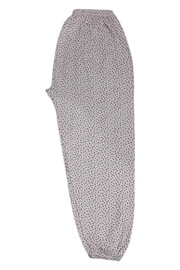 Women's Winter Mother Patterned Long Elastic Waist Combed Cotton Sleepwear Ankle Elastic