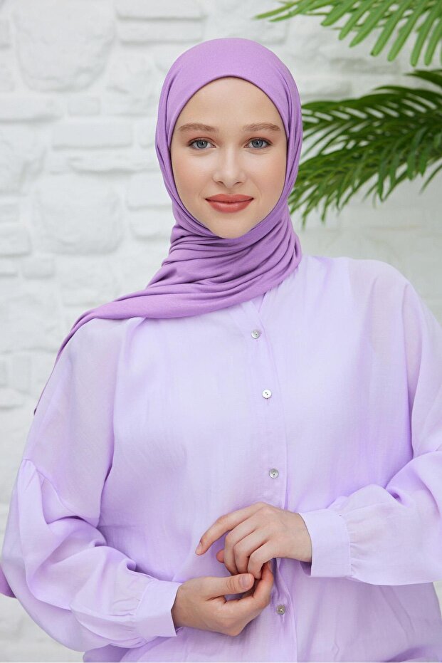 شال قطني ممشط باللون الأرجواني الداكن - 2