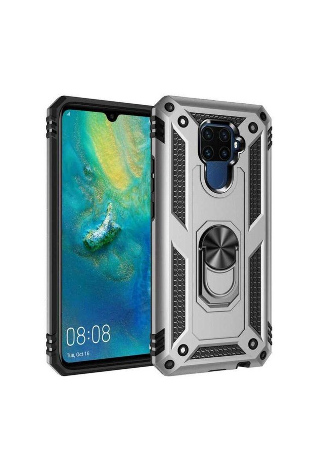 Huawei Mate 30 Lite Case with Camera Protruding Stand Ring Magnet Armor Cover Vega - Gray