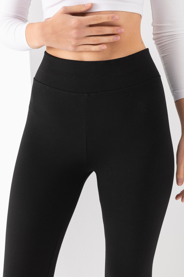 Women's High Waist Corseted Shaping / Sculpting Interlock Steel Knitted Tights – No Show Inside – Black