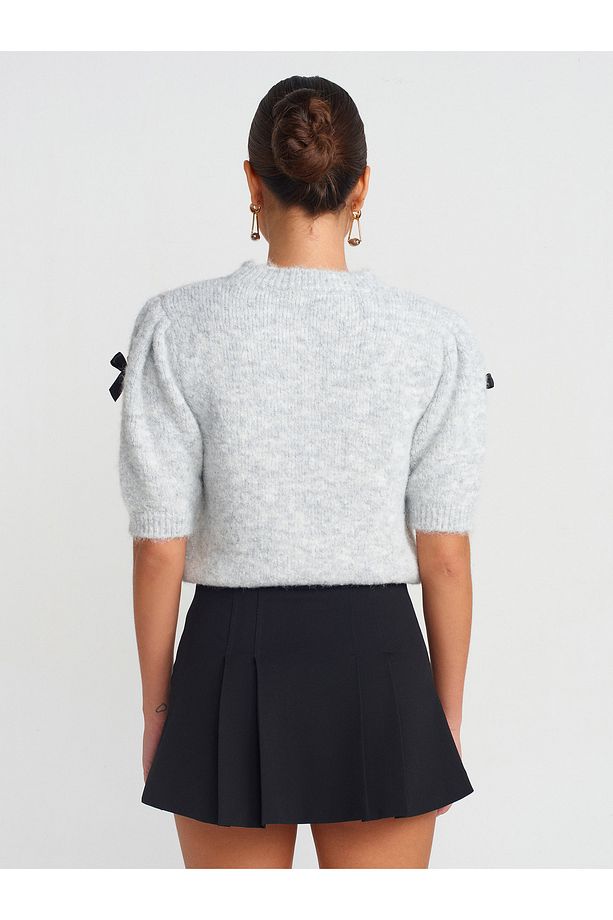 80847 Pilili Bermuda Şort-Siyah - 2