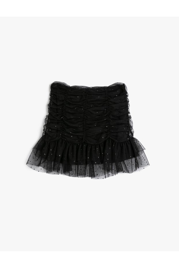 Tulle Skirt Glitter Detailed Lined Gathered