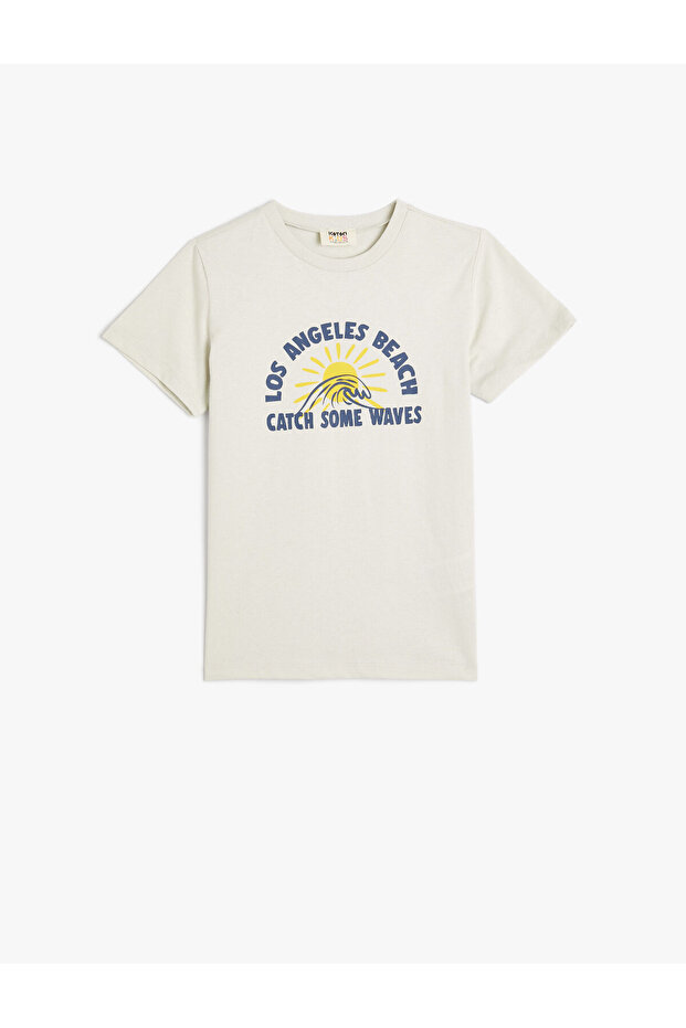 Short Sleeve Crew Neck City Printed Cotton T-Shirt