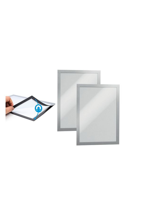 2 adet Yapışkanlı Alüminyum Renk Çift Mıknatıslı Şömiz Magnet Resim Çerçeve Duyuru Pano 10x15 cm - 2