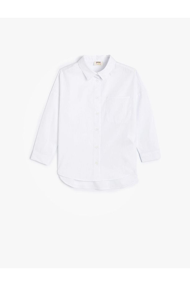 Oversize Gömlek Tek Cepli Uzun Kollu Pamuklu - 1
