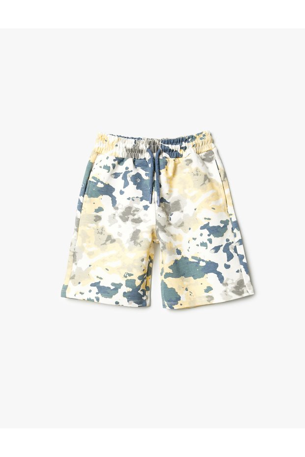 Shorts Batik Patterned Tie Waist Pocket Cotton