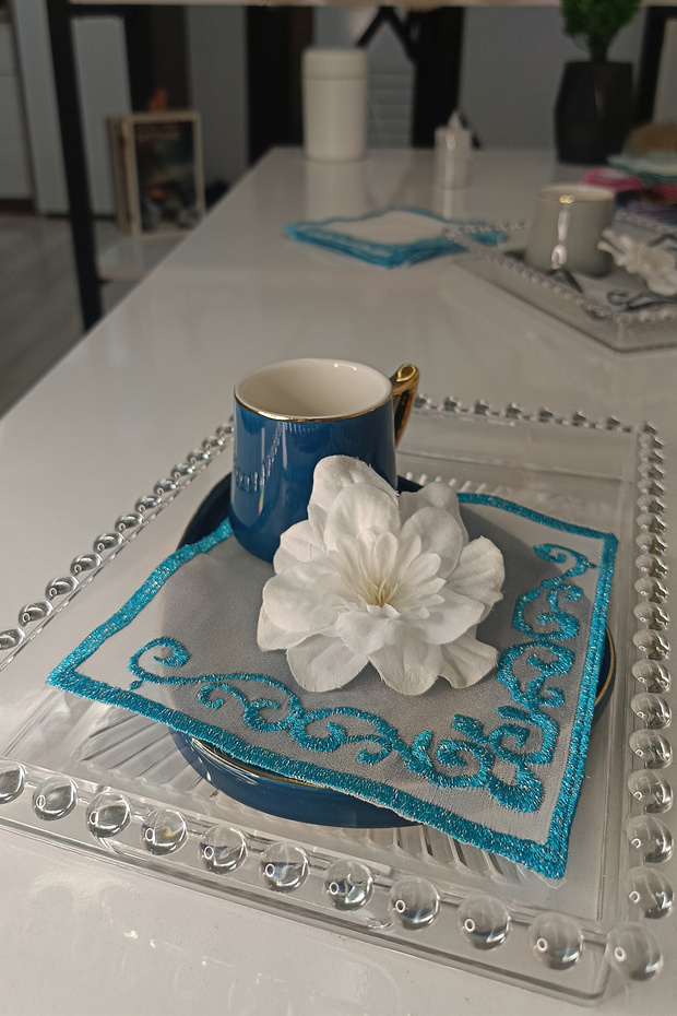 سارة موديل 6 قطع مناديل الكوكتيل، مناديل تقديم القهوة، كوستر فاخر، ديكور كبير