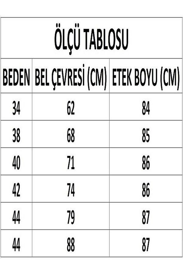 Kadın Bej Çiçek Desenli Midi Etek Dm2015 - 2