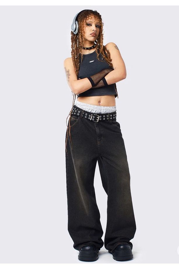 Y2k Retro Unisex Kot Pantolon/stars Jean Pantolon - 3