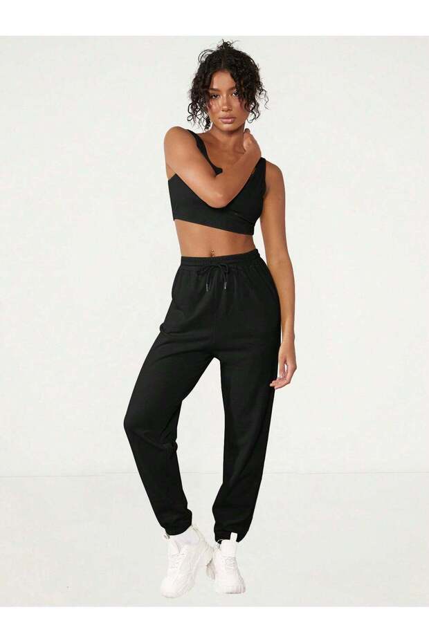 Women's Black Loose Joggor Sweatpants Er0085