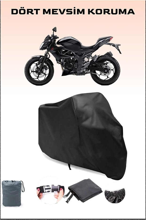 Black Kawasaki Z 250Sl Compatible Motorcycle Tarpaulin, Engine Cover