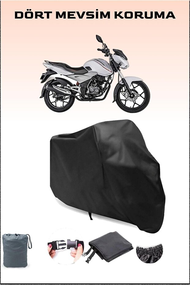 Black Bajaj Discover 125 Compatible Motorcycle Tarpaulin, Engine Cover