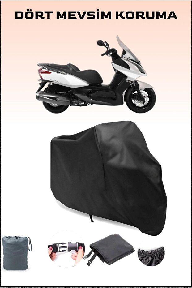 Black Kymco Downtown 300I Compatible Motorcycle Tarpaulin, Motor Cover