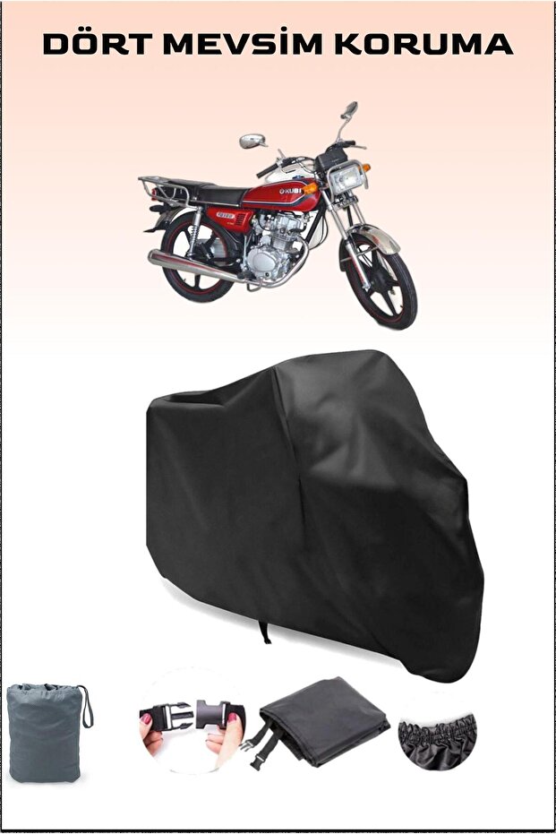 Black Kuba Km125-6 Compatible Motorcycle Tarpaulin, Motor Cover