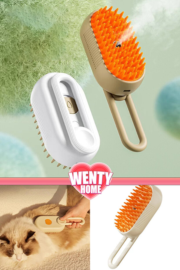 Steamy Cat Comb with Handle, Steamy Cat & Dog Washing Brush Comb with Soft Silicone