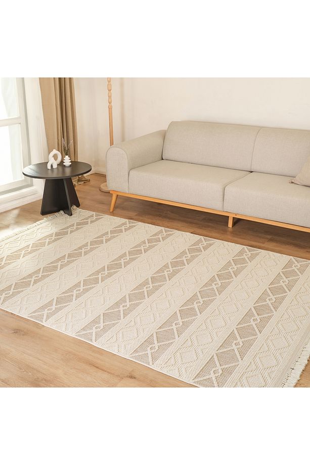 7/24 Iskandinav Larus Beige Salon Mutfak Halısı Yolluk - 1