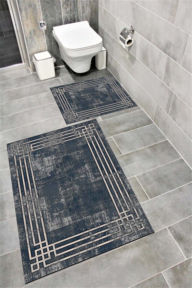 Water Resistant Digital Printed Bath Mat Set with Non-Slip Base