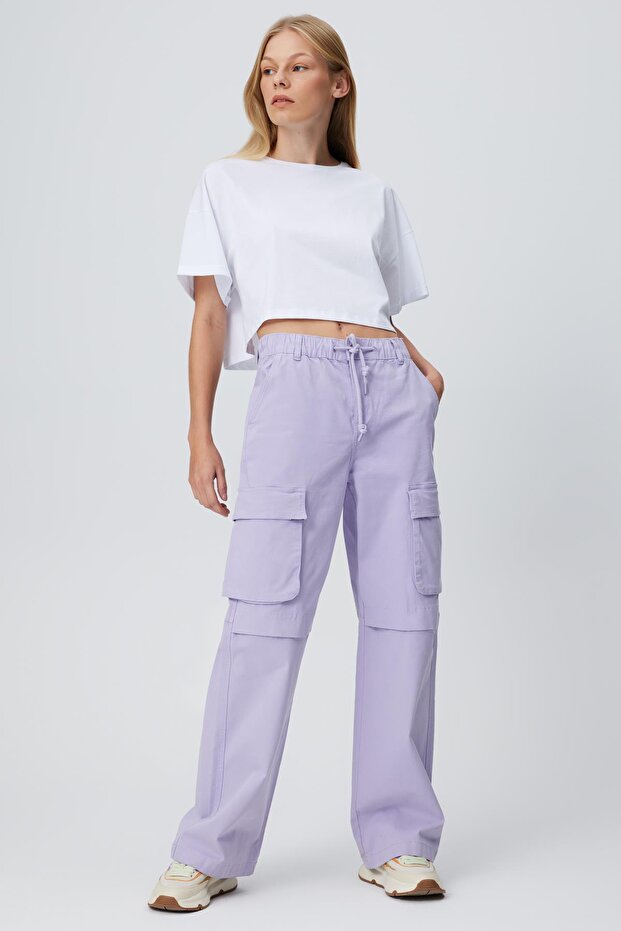 Kol Katlamalı Basic Crop T-shirt - 4