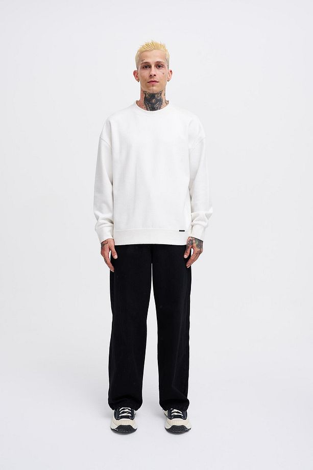 Erkek Ponte Kaşmir Oversize Ekru Sweatshirt - 4