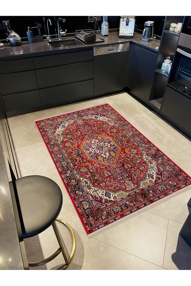 Mira Red Vintage Decorative Woven Base Carpet Mira5843
