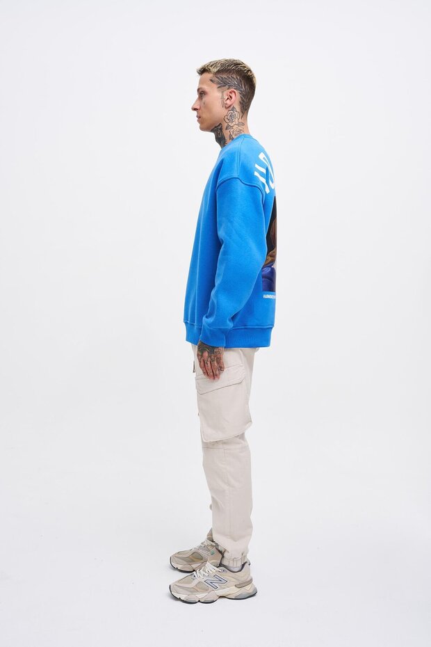 Erkek Oversize Holiness Basic Saks Sweatshirt - 5