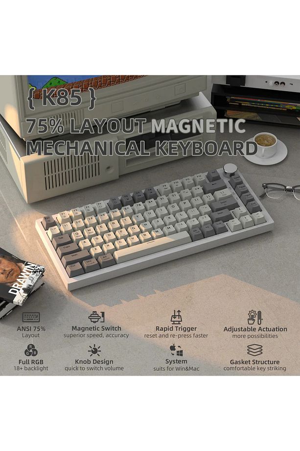 AttackShark K85 RGB App Uygulamalı Özel Manyetik Switch Hızlı Tetik Gaming Oyuncu Klavyesi - 5