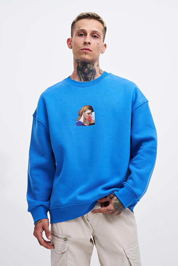 Erkek Oversize Holiness Basic Saks Sweatshirt - 2