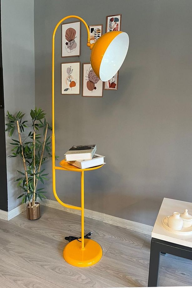 Sarı Lambader Hareketli Başlık Sehpalı Modern Dekoratif Metal Oturma Odası Çalışma Odası - 4