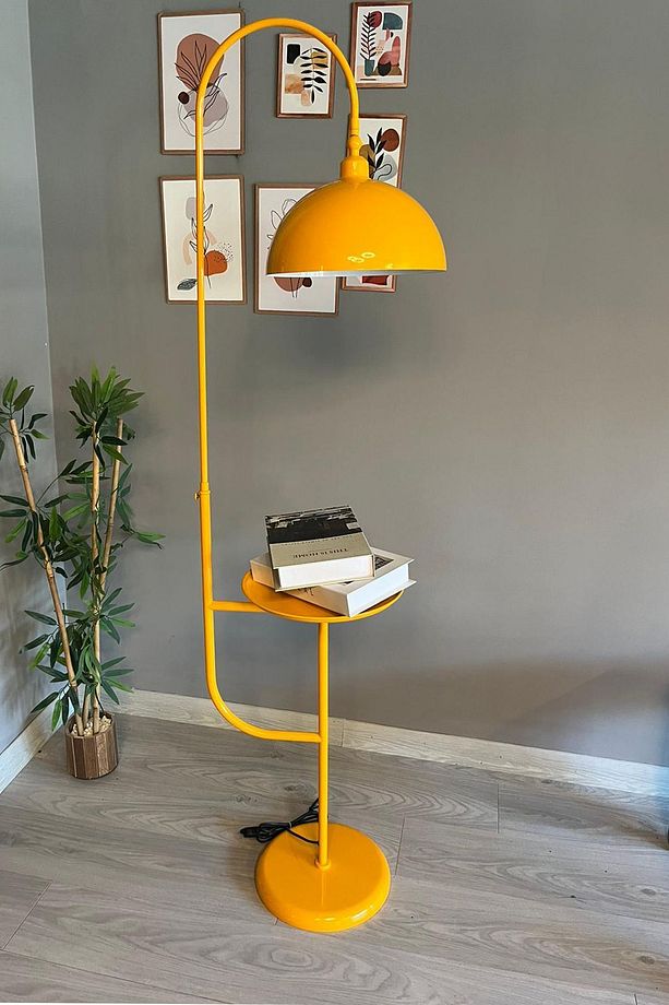 Sarı Lambader Hareketli Başlık Sehpalı Modern Dekoratif Metal Oturma Odası Çalışma Odası - 1