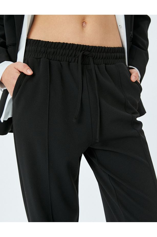 Krep Scuba Kumaş Beli Lastikli Cepli Eşofman Pantolon - 5