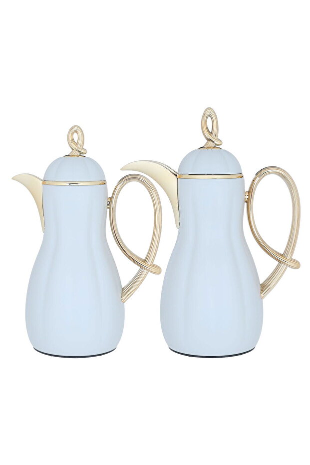 Al Saif Gallery Arwa thermos set, 1/1 liter, thermal glass inner container, plastic outer shell - light gray